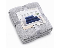 LuxTowels Handdoek Set 3-Delig Zilver 600gr – Gezichtshanddoek 40x60 cm, Handdoek 50x90 cm & Badhanddoek 70x140 cm – Zacht & Absorberend Katoen – Luxe Badkamer Set