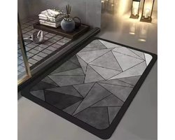 Luxueuze Antislip Badmat – Waterabsorberend & Snel Droog – Stijlvol Geometrisch Design – Veilig en Comfortabel – 49.5x78.5 cm – Donkergrijs