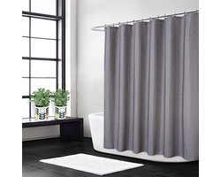 Luxueuze Grijze Douchegordijn van Flaxlinnen 180 x 210 cm - Zwaar 240 g/m² met Haakjes