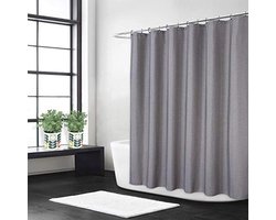 Luxueuze Grijze Douchegordijn van Flaxlinnen 180 x 210 cm - Zwaar 240 g/m² met Haakjes