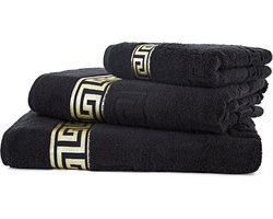 Luxueuze Medusa Douchehanddoek 70x140 cm - Fijnste Katoen met Plat Reliëf en Gouden Accenten