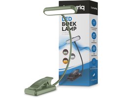 Luxuriq Leeslampje voor boek - Boeklampje - Klemlamp - Verstelbaar - USB Oplaadbaar - 24 LED - 3 Standen - Dimbaar - Groen