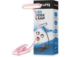 Luxuriq Leeslampje voor boek - Boeklampje - Klemlamp - Verstelbaar - USB Oplaadbaar - 24 LED - 3 Standen - Dimbaar - Roze
