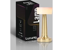 Luxuriq® Luxe Tafellamp Oplaadbaar - Tafellamp Slaapkamer Industrieel - Decoratieve tafellampen - Touch lamp - Dimbaar - Lamp zonder snoer - 21,5 CM - Goud