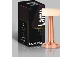 Luxuriq® Luxe Tafellamp Oplaadbaar - Tafellamp Slaapkamer Industrieel - Decoratieve tafellampen - Touch lamp - Dimbaar - Lamp zonder snoer - 21,5 CM - Roségoud