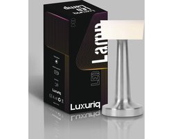 Luxuriq® Luxe Tafellamp Oplaadbaar - Tafellamp Slaapkamer Industrieel - Decoratieve tafellampen - Touch lamp - Dimbaar - Lamp zonder snoer - 21,5 CM - Zilver
