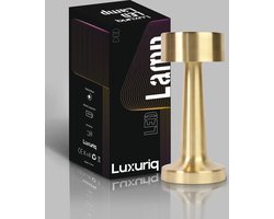 Luxuriq® Tafellamp Oplaadbaar - Tafellamp Slaapkamer Industrieel - Decoratieve tafellampen - Touch lamp - Dimbaar -lamp zonder snoer - 20,5 CM - Goud