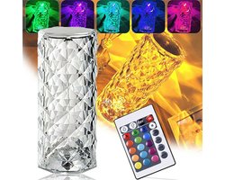 Luxury Diamond Rose Led Tafellamp - 21x9 cm – Sfeerlamp Multicolor - MultiColour Led Verlichting - Galaxy Projector - Diamond Crystal Lamp Sterren