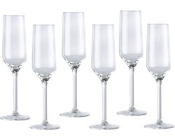 Luxury houseware Champagneglazen - 6 stuks - glas - 220 ml - Bruiloft/Feest