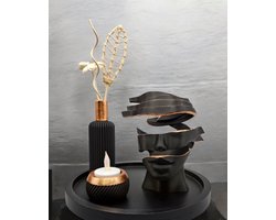Luxury Layerzz Unpeeled - 3D geprint kunstbeeld - abstract - uniek - woondecoratie - 20cm - zwart met rose gouden afwerking - handgemaakt