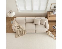 Luxury Moderne 3-Zits Woonkamerbank met Fluwelen Bekleding en Decoratieve Kussens – Comfortabele Bank voor Thuis, Slaapkamer en Kantoor – Furniture Land