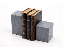 Luxuryquarry Boekensteunen van Belgisch Blauwsteen – Set van 2 – Blauwgeschuurd – Handgemaakt – Luxe Natuursteen Boekenhouders