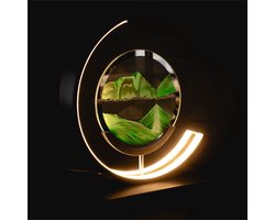 LUXUS Bewegende Zandkunst Tafellamp - Groen - H27 x Ø27 - Decoratieve tafellamp - Met Slaapstand - Zandloper - Zandkunst In Glas - Bureaulamp - LED - Dimbaar - Tafellamp slaapkamer