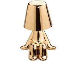 Luxus Bins Brother Tafellamp - Goud - Decoratieve Tafellamp - Tafellamp slaapkamer - Draadloos - Dimbaar