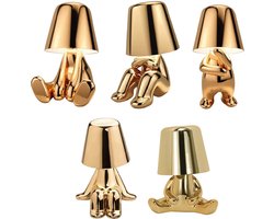 Luxus Bins Brother Tafellamp - Goud - Set van 5 - Decoratieve Tafellamp - Tafellamp slaapkamer - Draadloos - Dimbaar