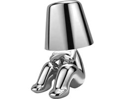 Luxus Bins Brother Tafellamp - Zilver - Mr Which - Decoratieve Tafellamp - Tafellamp slaapkamer - Draadloos - Dimbaar