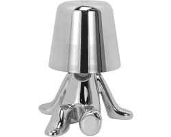 Luxus Bins Brother Tafellamp - Zilver - Mr Wonder - Decoratieve Tafellamp - Tafellamp slaapkamer - Draadloos - Dimbaar