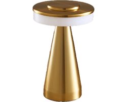 Luxus Draadloze Tafellamp Oplaadbaar - Nina - Goud - 21cm - Decoratieve tafellamp - Tafellamp slaapkamer - Bureaulamp - LED - Touch - Dimbaar - Draadloos - Oplaadbaar