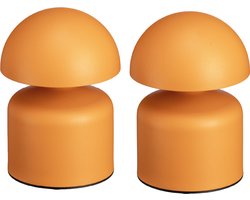 Luxus Draadloze Tafellamp Oplaadbaar - Vicky - Oranje - 14cm - Decoratieve tafellamp - Tafellamp slaapkamer - Bureaulamp - LED - Touch - Dimbaar - Draadloos - Oplaadbaar - Set van 2
