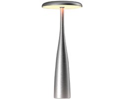 Luxus Draadloze Tafellamp Touch - Dahlia - Zilver - 28cm - Tafellamp Slaapkamer - Decoratieve tafellamp - Oplaadbaar - Dimbaar