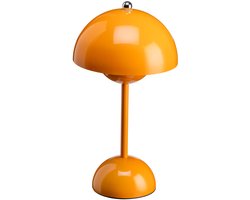 Luxus Draadloze Tafellamp Touch Deluxe - Josephine - Oranje - 30cm - Tafellamp Slaapkamer - Decoratieve tafellamp - Oplaadbaar - Dimbaar