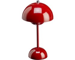 Luxus Draadloze Tafellamp Touch Deluxe - Josephine - Rood - 30cm - Tafellamp Slaapkamer - Decoratieve tafellamp - Oplaadbaar - Dimbaar