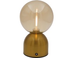 Luxus Draadloze Tafellamp Touch - Lina - Goud - 20cm - Tafellamp Slaapkamer - Decoratieve tafellamp - Oplaadbaar - Dimbaar