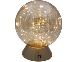 Luxus Draadloze Tafellamp Touch - Mila - Goud - 19cm - Tafellamp Slaapkamer - Decoratieve tafellamp - Oplaadbaar - Dimbaar