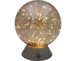 Luxus Draadloze Tafellamp Touch - Mila - Zilver - 19cm - Tafellamp Slaapkamer - Decoratieve tafellamp - Oplaadbaar - Dimbaar