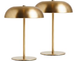 Luxus Europe - Tafellamp Claire - Set van 2 Goud - Draadloze LED Tafellamp Binnen - USB-C Oplaadbaar - Touchbediening - Dimbaar - 3 Lichtkleuren