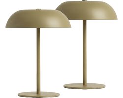 Luxus Europe - Tafellamp Claire - Set van 2 Khaki - Draadloze LED Tafellamp Binnen - USB-C Oplaadbaar - Touchbediening - Dimbaar - 3 Lichtkleuren