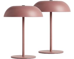 Luxus Europe - Tafellamp Claire - Set van 2 Oud roze - Draadloze LED Tafellamp Binnen - USB-C Oplaadbaar - Touchbediening - Dimbaar - 3 Lichtkleuren