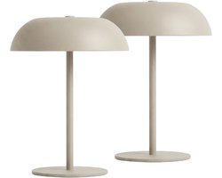 Luxus Europe - Tafellamp Claire - Set van 2 Taupe - Draadloze LED Tafellamp Binnen - USB-C Oplaadbaar - Touchbediening - Dimbaar - 3 Lichtkleuren