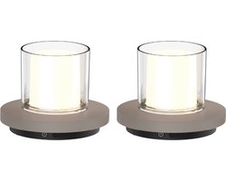 Luxus Europe - Tafellamp Solar Coco - Set van 2 Taupe - Draadloze LED Solar Tafellamp & Hanglamp Buiten - Zonne-energie & USB-C Oplaadbaar - Dimbaar - IP44 Spatwaterdicht