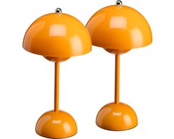 Luxus Europe - Tafellamp Touch Josephine - Set van 2 Oranje - Draadloze LED Tafellamp Binnen - USB-C Oplaadbaar - Touchbediening - Dimbaar - 3 Lichtkleuren