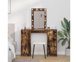 Luxus Frisiertisch mit LED-Spiegel – Schminktisch in Rauch-Eiche 102x33x135 cm mit Schubladen & Stauraum – Moderner Make-up Tisch für Schlafzimmer & Ankleidezimmer HomeByNicole