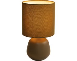 Luxus Tafellamp Amsterdam - Bruin - H28xØ15 - Fitting E14 - Keramiek - Handgemaakt - Tafellamp slaapkamer - Tafellamp woonkamer - Bureaulamp