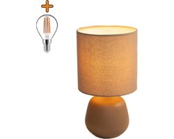 Luxus Tafellamp Amsterdam - Rood - H28xØ15 - Fitting E14 - Keramiek - Handgemaakt - Tafellamp slaapkamer - Tafellamp woonkamer - Bureaulamp