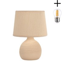 Luxus Tafellamp London - Beige - H25xØ18 - Fitting E14 - Keramiek - Handgemaakt - Tafellamp slaapkamer - Tafellamp woonkamer - Bureaulamp
