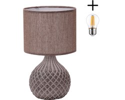 Luxus Tafellamp Paris - Rood - H34xØ20 - Fitting E27 - Keramiek - Handgemaakt - Tafellamp slaapkamer - Tafellamp woonkamer - Bureaulamp