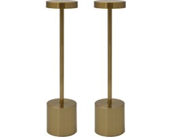 Luxus - Tafellamp Touch - Emilie - Goud - Set van 2 - 34cm - Tafellamp Slaapkamer - Decoratieve tafellamp - Draadloos - Oplaadbaar - Dimbaar