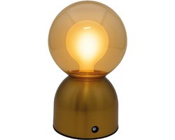 Luxus - Tafellamp Touch - Lina - Goud - 20cm - Tafellamp Slaapkamer - Decoratieve tafellamp - Draadloos - Oplaadbaar - Dimbaar