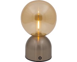 Luxus - Tafellamp Touch - Lina - Zilver - 20cm - Tafellamp Slaapkamer - Decoratieve tafellamp - Draadloos - Oplaadbaar - Dimbaar