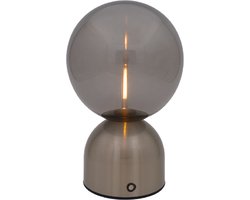 Luxus - Tafellamp Touch - Lina - Zilver - 23cm - Tafellamp Slaapkamer - Decoratieve tafellamp - Draadloos - Oplaadbaar - Dimbaar