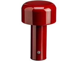 Luxus - Tafellamp Touch - Luna - Bordeaux Rood - 20cm - Tafellamp Slaapkamer - Decoratieve tafellamp - Draadloos - Oplaadbaar - Dimbaar