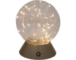 Luxus - Tafellamp Touch - Mila - Goud - 16cm - Tafellamp Slaapkamer - Decoratieve tafellamp - Draadloos - Oplaadbaar - Dimbaar