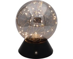 Luxus - Tafellamp Touch - Mila - Zwart - 16cm - Tafellamp Slaapkamer - Decoratieve tafellamp - Draadloos - Oplaadbaar - Dimbaar