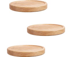 LUXX Wandstelling set van 3, naturel, massief eiken, zwevende plank, hangrek, keukenrek, badkamerrek, wandrek hout plantenrek, (Ø16cm)