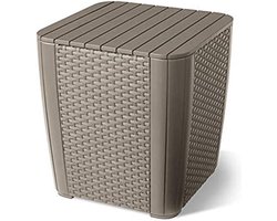 Luzon Flat Wicker Tuintafel - cappuccino kleur - afneembaar deksel - opbergruimte - rotanlook - Allibert by Keter Garden table