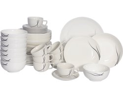 Luzzo® Bristol Serviesset 8 persoons - 48 delig servies - Wit met lijnen